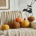 Pumpkin Pillows, Decorative Throw Pillows for Couch Bed, Fall Pillow Home Decor for Bedroom Living Room, Halloween Fall Room Dcor (Yellow, 8.6 Inches)