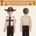 deAO Police Costume for Kids Western Sheriff Cowboy Uniform Costume with Accessories Halloween Costumes for Kids (Small)