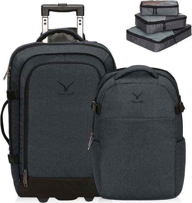 Hynes Eagle 2 in 1 Travel Backpack 22 inches Carry on Luggage 63L Rolling Backpack for Men Women with Packing Cubes 3PCS Set