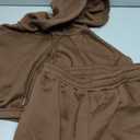 LovelyWholesale Women 2 Piece Outfits Long Sleeve Crop Hoodies and Pants Sweatsuit Set Brown Medium