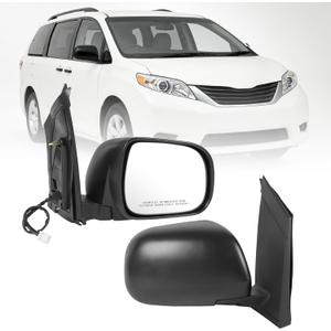 JDMSPEED Right Passenger Side View Door Mirror Compatible with 2004-2010 Toyota Sienna with Heated Power Glass Manual Folding Heated Black Replaces TO1321205 (5 Pins)