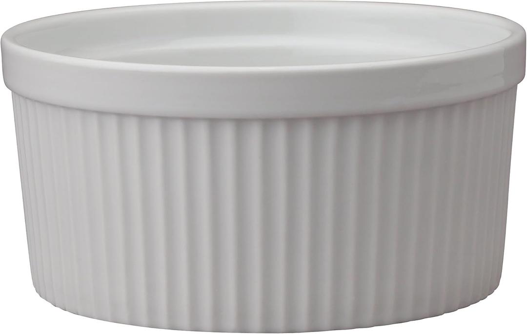 HIC Kitchen Souffle, Fine Porcelain, For Baking Custards, Souffles, Casseroles, And Side Dishes, 32-Ounce (1-Quart) Capacity