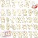 White Chenille Letters Self-Adhesive Patches: KINGSOW 52PCS Self Adhesive Varsity Iron on Letter Patches Stick on Embroidered Patch for Clothing