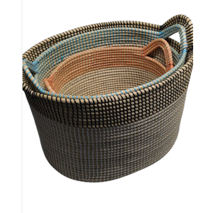 3-Piece Woven Basket Set, Sizes 16 × 21 In, 14 In, And 12.5 In. Great For Organizing Blankets, Toys, Laundry, And Home Essentials. Durable, Stylish, And Perfect For Any Room