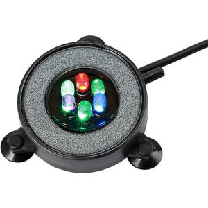 NICREW Multi-Colored LED Aquarium Bubbling Stone Disk, Round Fish Tank Bubbler with Auto Color Changing LEDs
