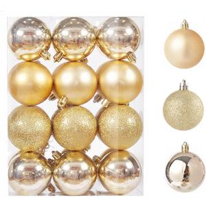 24ct Mini Christmas Balls Ornaments for Xmas Christmas Tree - Small Shatterproof Decor Hanging Ball for Holiday Wedding Party Decoration 1.18 Inch/30mm, Gold