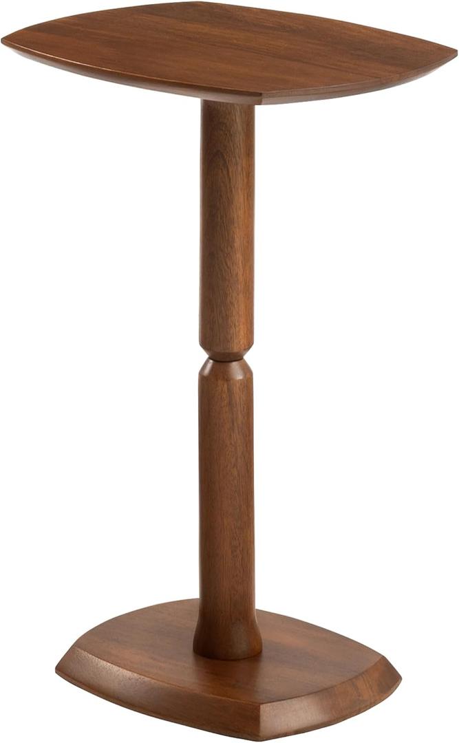 MH London Cooper 22" Solid Wood Pedestal Side Table, Walnut, 15" x 12" x 22"