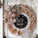 Hoteam 16 Inch Winter Wreaths for Front Door Snowflake Mesh Winter Let It Snow Wreath Sign Hanging Decor for Christmas Holiday Indoor Porch Outdoor Home Window Gift