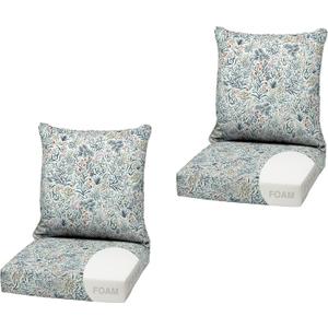 Arden Outdoor Deep Seat Cushion Set, Foam, 22x24, Pistachio Botanical | 2-Pack, Sofa, Couch, Conversation Set, Premium High-Density Foam, Never Flattens, Mold and Mildew Resistant