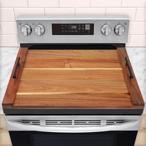 Noodle Board Stove Cover, Acacia Wood Stove Top Covers for Electric Stove and Gas Stove, Wooden Stovetop Cover for Counter Space, Stove Burner Covers, Sink Cover RV Stove Top Cover (Natural Acacia)