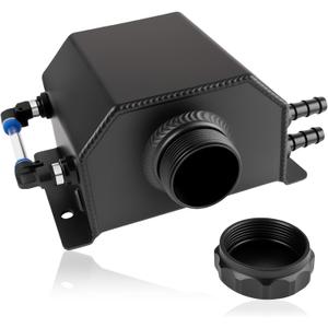 Coolant Overflow Tank, Aluminum Coolant Reservoir Tank, 1L Black Radiator Reservoir Expansion Tank for Universal Cars