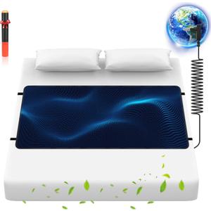 Grounding Mat for Bed, Anti-Slip PU Leather, Grounding Mat Improves Sleep, relieves Stress, with Static grounding Cord and Test Pen (Black, (60.2 * 27.1 inch))