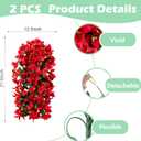 Fake Bougainvillea Artificial Hanging Flowers, 2 PCS Outdoor Faux Plants UV Resistant Realistic Silk Long Trailing Vines for Door Porch Outside Planter Urn Patio Garden Yard Dec, Red