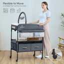 BabyBond Portable Baby Changing Table with 2 Storage Baskets, Foldable Changing Table Dresser Diaper Changing Table Height Adjustable Changing Station for Infant and Newborn (Grey)