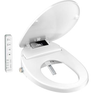WLJBIDET Electric Heated Bidet Toilet Seat with Remote Control, Adjustable Warm Water & Pressure, Air Drying, Self-Cleaning Nozzle, Oscillating Cleaning, Display Screen, Slow Closed Lid - Round
