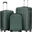 ANTHONY JACKSON 3 Piece ABS Luggage Set – Lightweight Suitcases with Spinner Wheels – 3 Different Sizes – TSA Lock – Hard Shell Travel Luggage for Men & Women (Dark Khaki, 3 Of Set)