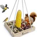 Platform Squirrel & Bird Feeders, Quality Cedar Made Wood Tray Garden Hanging Animal for Yard Outside Decoration Attrcting for Wild Birds