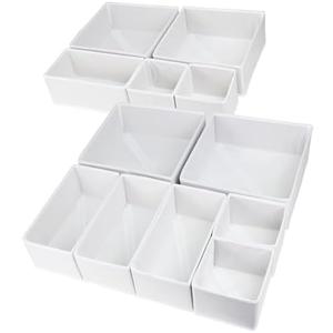 Fordonral 10 Pack Drawer Organizer Clothes, Foldable Fabric Dresser Organizer Closet Organizers and Storage Box for Underwear,Folded Clothes,Baby Clothing,Socks,Bra,Towels,Ties(12 Pack,White)