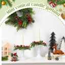 LemonRoad 4 Pieces 3.15in Christmas Candle Ring Wreath for Taper Candles, Pine Branch with Red Berries Lamb's Ear Garland, Candle Rings for Taper Candles, Table Decoration, Winter Home Decor