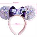 2 x Mouse Ears Birthday Girl Headbands with Dream Balloon&Shiny Sequins, for Princess Costume Cosplay Glitter Party Props, Soft Flannel, Purple; BR-FLZ