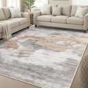 Large Grey Area Rug 8x10 Modern Washable for Living Room Bedroom Dining Room, Abstract Marble Non Slip Carpet
