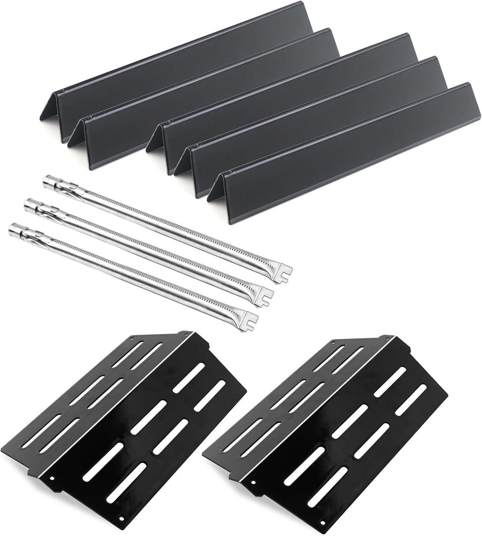 Porcelain-Enameled Flavorizer Bar and Heat Deflector, Stainless Steel Burner Tube Kit Replacement Part for Weber Genesis 300 Series E310 E320 E330 S310 S320 S330 EP310 EP320 EP330 CEP310 CEP320 CEP330