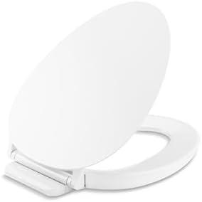 KOHLER 57777-WCF-0 Cymbal ReadyLatch Quiet-Close Soft Close Toilet Seat Elongated, Flexible CoreFlex Material, Wider Toilet Seat Surface, Home Essentials, White