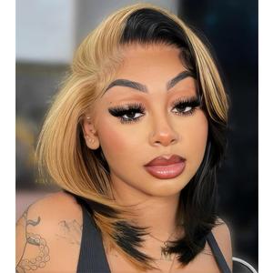 Yolissa Honey Blonde Wig Human Hair Short Blonde Wig Straight Wigs Human Hair 13x4 Lace Front Wigs Glueless Wigs Pre Plucked Pre Cut Wig For Women 12inch