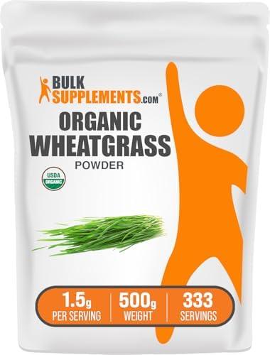 BulkSupplements.com Organic Wheatgrass Powder - Superfood Supplement, Green Powder - Vegan & Gluten Free, 1.5g per Serving, 500g (1.1 lbs) (Pack of 1)