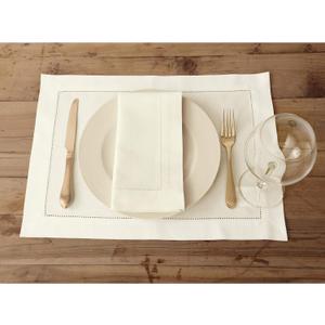 Solino Home Ivory Napkin 1 Pack - Cotton Linen Hemstitch Dinner Napkins Cloth 14 x 60 Inch for Summer - Handcrafted and Machine Washable