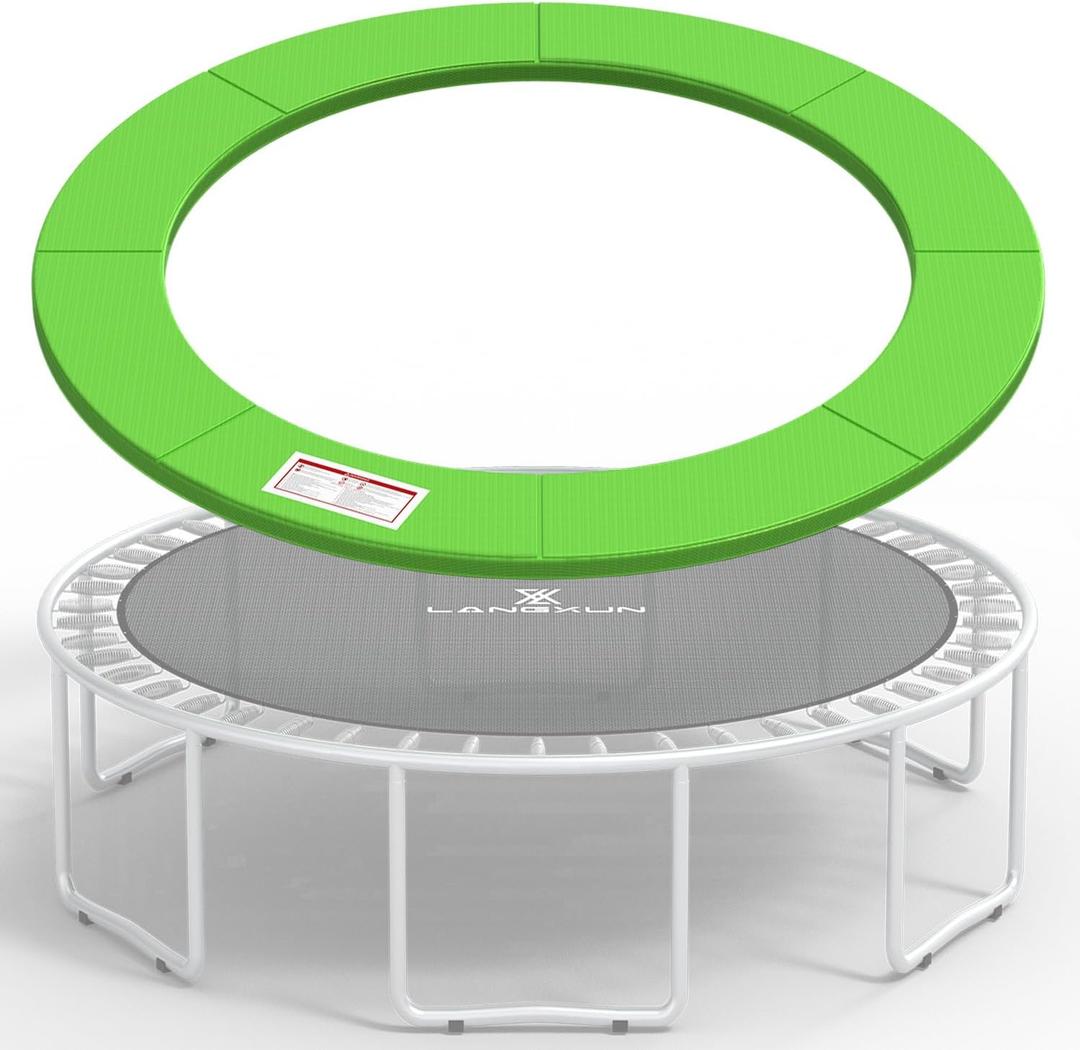LANGXUN Universal Trampoline Repalcement Safety Pad, 12ft Waterproof Surround Spring Foam Cover for Round Frame (12ft, Green)