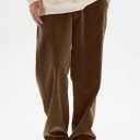 HOTake Men's Casual Corduroy Pants Relaxed Fit Baggy Sweatpants Men M(34) Dark Brown