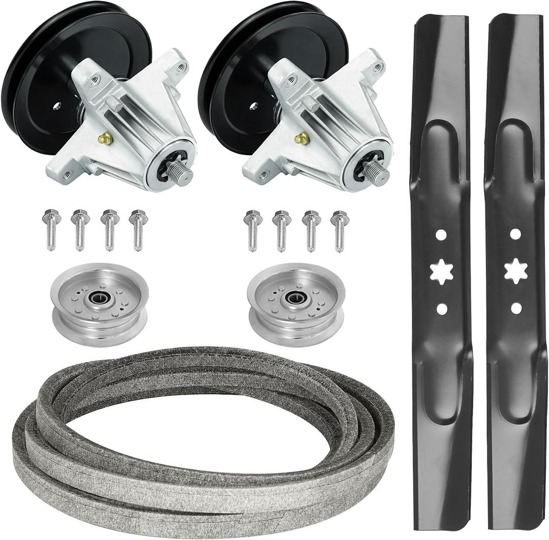 42" Deck Spindle Rebuild Kit for 618-06976 918-06976A Spindle, for Cub Cadet XT1 LT42 XT2 LX42 XT1-LT42 XT2-LX42, for Craftsman T8000, 2 Blade 742-04308, 2 Idler GY22082, 1 100" Green Belt 754-05021