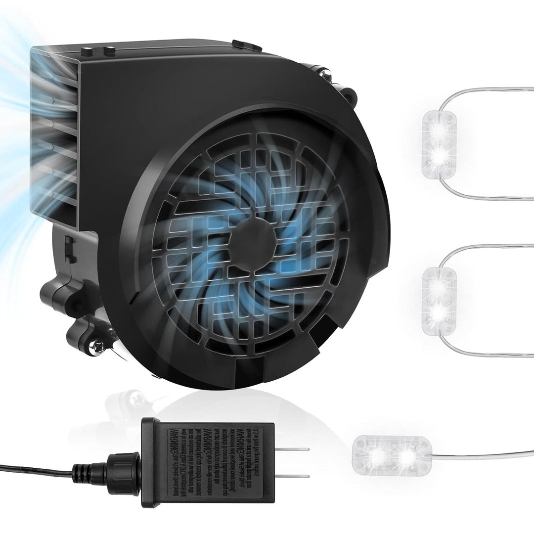 12V 0.8A Replacement Air Blower for 3.5-6FT Halloween Christmas Inflatables with 1.5A Adapter 3 LED Light Fans Outdoor Blow Up Motor Replacement Fan Blower Parts for Inflatables Yard Decorations