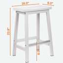 Signature Solid Wood Saddle-Seat Kitchen Counter-Height Stool, 24-Inch Height, White - Set of 2