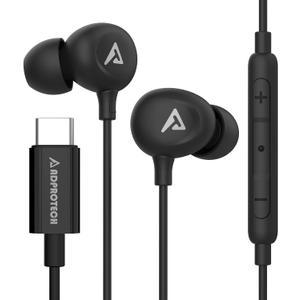 USB C Headphones for iPhone 16/15 Pro Max Wired Earbuds in-Ear Type C Built-in HD Microphone Volume Control Earphones for Samsung Z Flip 5 4 Galaxy S23 S21 A53 A54 Pixel 8 7 Pro, Black