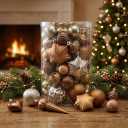 Valery Madelyn 60ct Christmas Tree Decorations Ball Ornament Set, Bronze Copper Brown Gold Shatterproof Hanging Ornaments Bulk for Fall Thanksgiving Autumn Harvest Xmas Holiday Party Decor