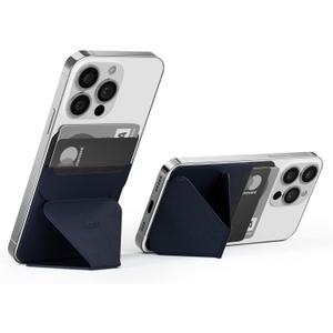 MOFT Reusable Adhesive 4-in-1 Cell Phone Grip, Phone Stand, Card Holder, Adjustable Viewing Angles, Thin Design with Grip to be Held for All iPhone Android Smartphones (Dark Blue)