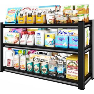 3-Tier Garage Shelving Heavy Duty，48" W Metal Shelving Unit for Garage, 1650 lbs Load Capacity Utility Rack Shelves＆ Garage Shelves, 48”W x 18”D x 39”H(Black)