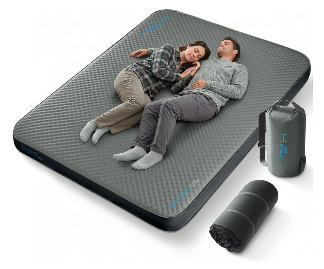 Lost Horizon Option3 Self-Inflating Foam Camping Mattress, Queen, 4.5"