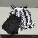 ROSEWE Modest Tankini Swimsuits for Women, Two Piece Athletic Womens Bathing Suits Blouson Tank Tops with Board Shorts (Large, Black Printed)