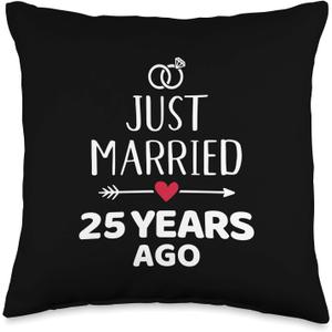 Just married 25 years ago Silver wedding anniversary Throw Pillow (16x16)