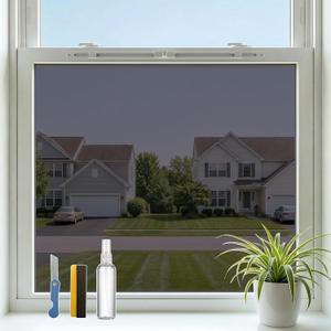 Window Privacy Film Heat Control One Way Privacy Window Film Static Cling No Glue Removable Window Tint for Home Office UV Blocking Black-Silver 23.6" W x 78.7" L