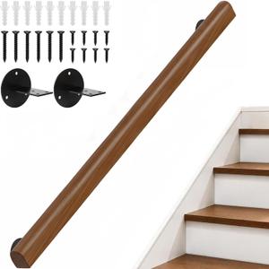 Wooden Handrails for Indoor Stairs - Wall Mounted Wood Stair Railing-Walnut