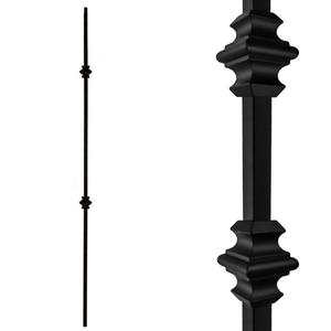 Double Knuckle Iron Balusters Contractor Pack of 10, 1/2" x 44" Stair Spindles, Metal Wrought Iron Stair Railing Balusters Satin Black Finish