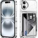 ACANDYA for iPhone 16 Plus Case Wallet Clear Protective Phone Case with Credit Card Holder Heavy Duty Protection Shockproof Anti-Scratch Anti-Yellow Cover for iPhone 16 Plus 6.7 inches Transparent