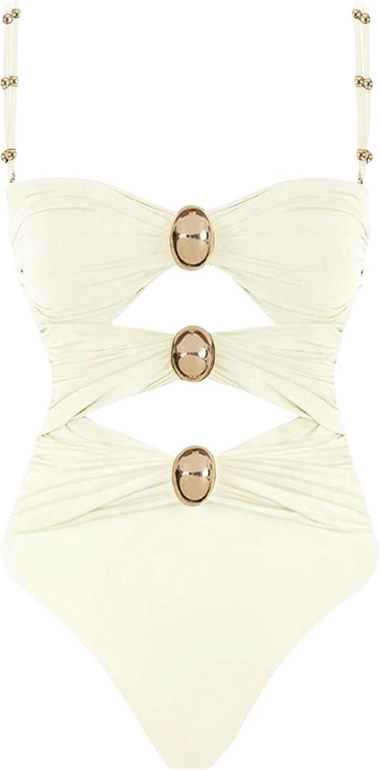 Narecte Modest One Piece Swimsuit Women 2025 Womens Swimsuits Bathing Suit for Women Womens Bathing Suits Tummy Control (8-10, White)