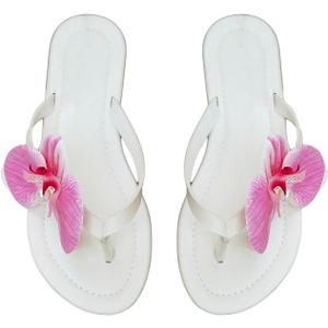 OYOANGLE Women's Boho Flower T Strap Thong Sandals Summer Vacation Flip Flops Beach Slippers (7.5, Pink)