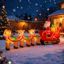 VCUTEKA Christmas Inflatables Outdoor Decorations, 12FT Blow Up Santa Claus Sleigh with Reindeer and Gifts, Animated Christmas Inflatable Yard Decoration with LED Lights for Holiday Lawn Garden Dcor