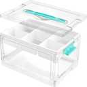 Vtopmart 24 QT Clear Plastic Craft Organizers and Storage Box with Removable Trays and Dividers,Art Supply Organizers and Storage,Ideal Containers for coloring Books,Craft Supplies,1 Pack